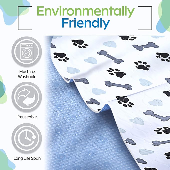 GREEN LIFESTYLE Washable Underpads Pack of 2 - 41x41 and Pack of 6 - 30x34 Bundle - Large Pee Pads for Dogs, Machine Washable Reusable Puppy Pads, Waterproof Pet Training Pad