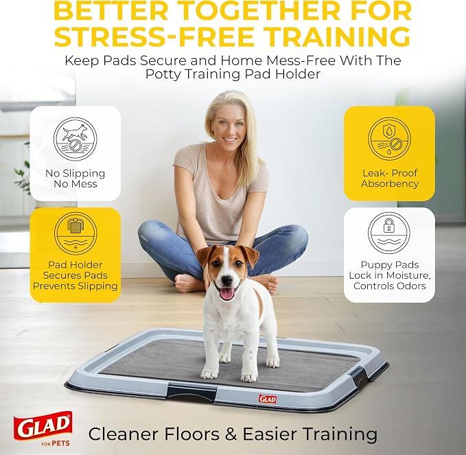 Glad for Pets Activated Carbon Dog Training Pads - Absorbent Large Disposable Dog Pee Pads for Dogs, XL Potty Pads for Dogs, Charcoal Puppy Pads with Adhesive Tabs, Jumbo Dog Pads, 28" x 30", 50 Count
