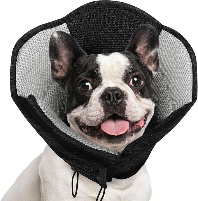 AOFITEE Dog Cone - Soft Dog Cone Collar to Stop Licking, Adjustable Comfy Cones for Dogs After Surgery, Foldable Cones for Dogs Elizabethan Pet Collar for Medium Pets, Pet Recovery Collar, Black M