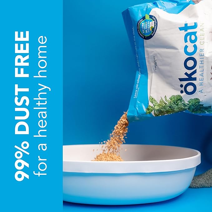 ökocat Original Wood Clumping Cat Litter, Unscented, 12.6 Pounds - Natural Ingredients, Stops Odor, Clumps Solid, 99% Dust Free, Lightweight Litter, Great for All Cats