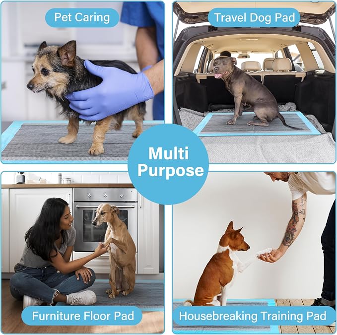 FluffyDream Ultra Charcoal Dog Training Pads with Leak-Proof Quick-Dry Urine Odor Design for Potty Training,23"X23"(80PCS) Improved Quality Pee Pads for Dogs, Super Absorbent Disposable Underpads