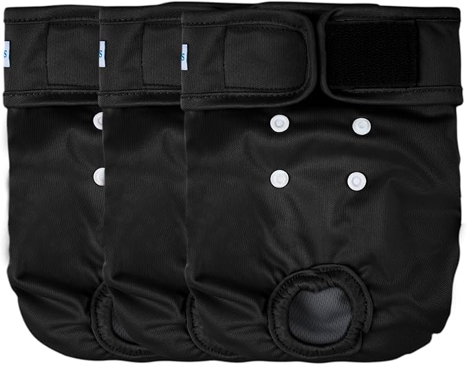 Leekalos Reusable Washable Dog Diapers Female (3 Pack) - Highly Absorbent Doggie Diapers - Size Adjustable Puppy Diapers for Dog Period Panties (Small)