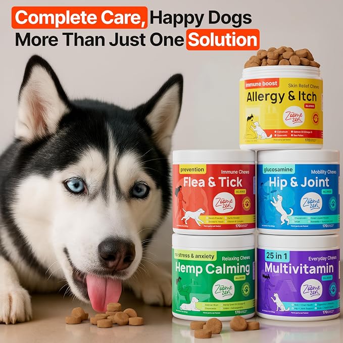 Dog Allergy Chews – Dog Allergy Relief, Itch Relief for Dogs – Anti Itch, Allergies & Immune Chews for Dogs with Omega 3 Fish Oil, Colostrum & Probiotics – 170 Count, Made in USA