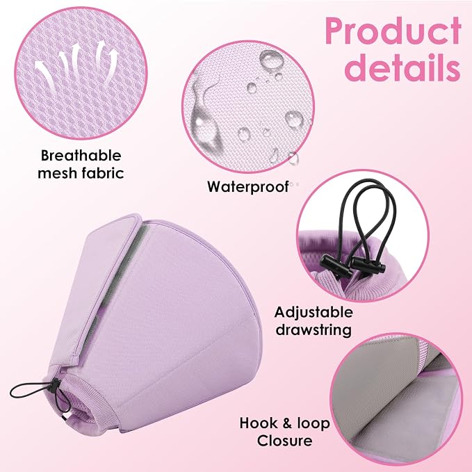 AOFITEE Dog Cones for Medium Dogs, Soft Dog Cone Collar After Surgery, Adjustable Cone for Dogs to Stop Licking, Breathable Pet E-Collar Alternative for Wound Healing(Purple,Medium)
