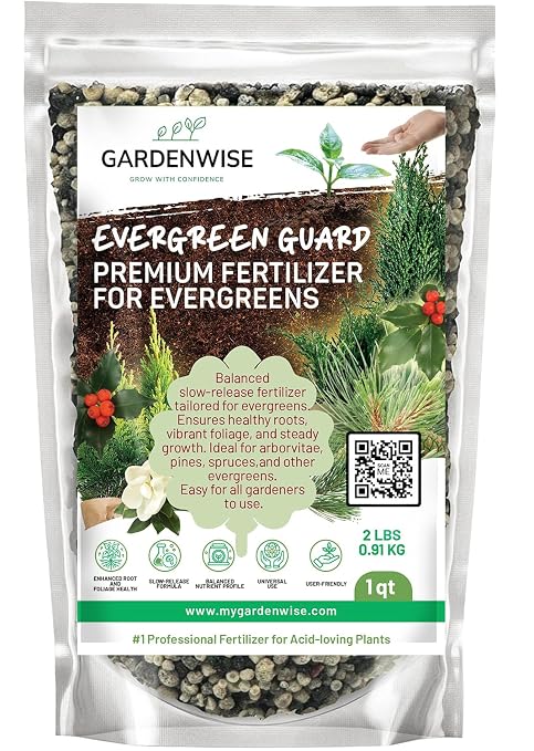 GARDENWISE Evergreen Fertilizer – All-Purpose Granular Plant Food for Outdoor Trees and Shrubs, Azaleas, Magnolias, Pines & Arborvitae – Slow-Release Formula (12 oz)