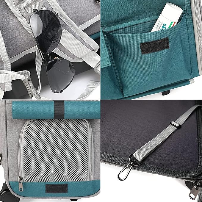 Cat Carrier with Wheels,Pet Travel Backpack Bag Cat Puppy Dog Carrier W/Trolley and Telescopic Handle,Multi-Function Rolling Carrier,Portable Stroller Wheel Luggage Bag