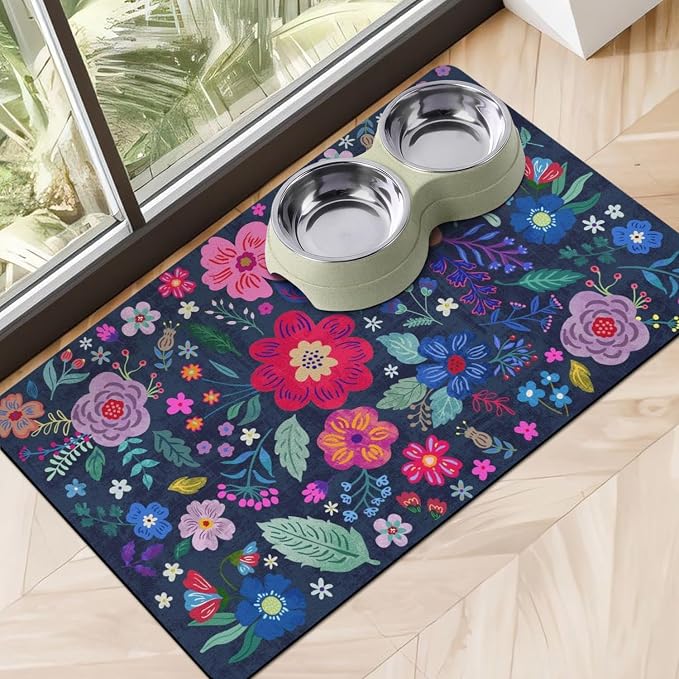 Dog Food Mats for Floors, Absorbent Dog Bowl Mat for Food and Water Dispenser, Quick Dry Cat Food Mat Pet Supplies