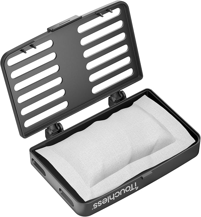 iTouchless AbsorbX Odor Removal Kit with Replaceable Deodorizer, Stick On Deodorizer Activated Carbon Filters eliminate smell in Closet, Drawer, Pantry, Shoe Rack, Locker, Trash Can (2-Pack)