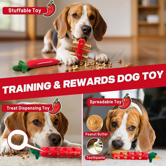 Fida 2-in-1 Puppy Teething Toys, Natural Rubber Chew Toys for Dogs to Keep Them Busy & Plush Toys with Crinkle Leaves, Interactive Dog Toys for Small Medium Breeds and Puppies.(Chilly)