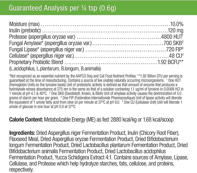 Only Natural Pet Complete Gut Health Complex - Probiotics & Digestive Enzyme Supplement for Dogs & Cats - Promotes Healthy Digestion, Immune System, Nutrient Absorption - Made in USA -3.5oz Powder