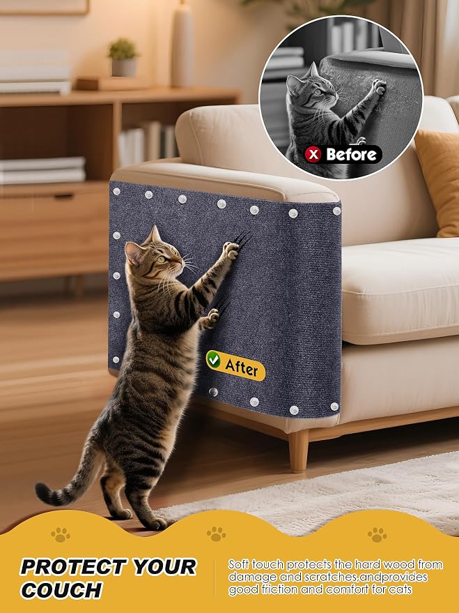 2PCS 39.4"x15.8" Cat Scratch Furniture Protector - Dark Gray | Less claw damage, easier scratch-zone setup, worn post refresh, cleaner couch corners, softer look for cat homes