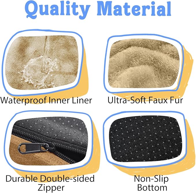 Chez Paw Orthopedic Dog Bed for Medium & Large Dogs, Waterproof Egg-Crate Foam Dog Bed with Removable Washable Cover, 4-Sided Bolster Support & Non-Slip Bottom, Brown 36"x27"x7"
