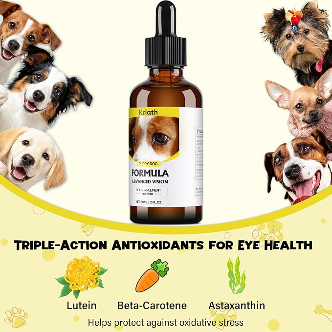 Advanced Vision Formula for Dogs – Liquid Formula with DHA, Lutein & Astaxanthin – Helps Maintain Clear, Healthy Eyes & Vision – 2 oz (60 mL) Oral Drops