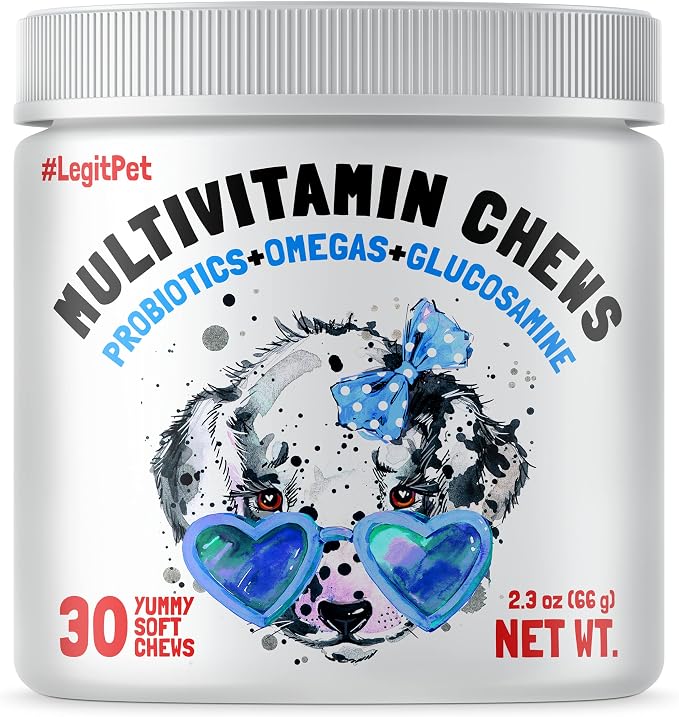 LEGITPET Dog Vitamins & Hip & Joint Supplement & Allergy Relief Chews & Calming Treats Bundle