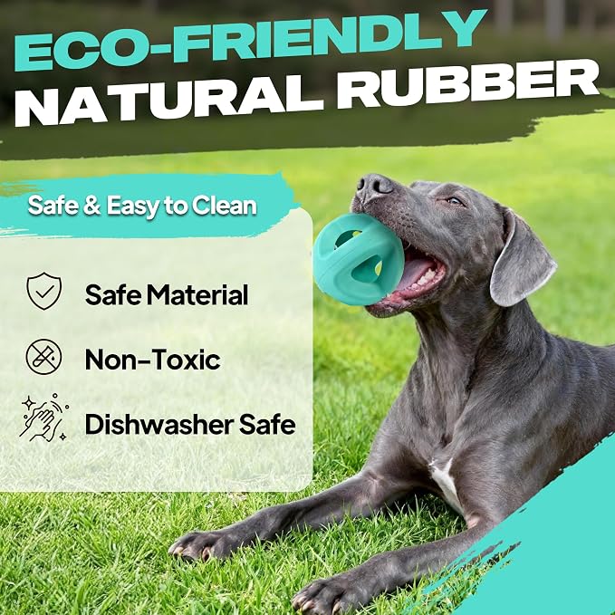 Fida Natural Rubber Dog Balls for Aggressive Chewers, Durable Dog Chew Toys for Large Dogs, Interactive Fetch & Tug of War Toys for Medium Large Breed Non-Toxic Dish Washable,4.5 * 4.5"