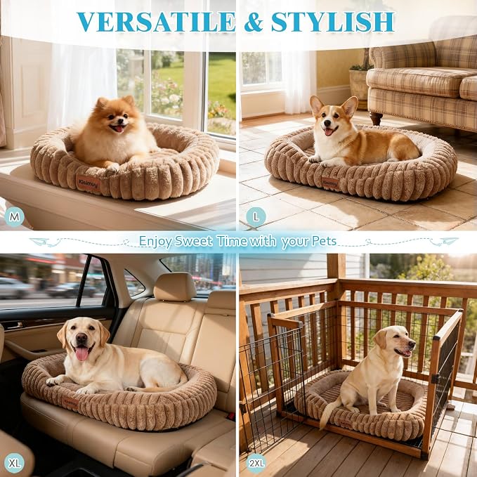 Orthopedic Dog Bed, Hip & Joint Support Medium Size Dog Crate Pad | 30L x 24W x 5H, Egg-Crate Memory Foam, Washable Cover, Low Front Entry, Non-Slip Bottom, Medium Dog Bed, Brown