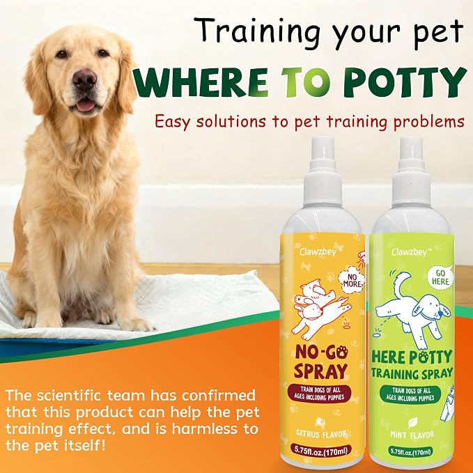 Dog Potty Training Spray Set, No-Go Spray & Here Potty Training Spray, Puppy Essentials, Stops Urination & Marking (5.75 fl oz, 2 Pack), Ideal for Multi-Dog Households