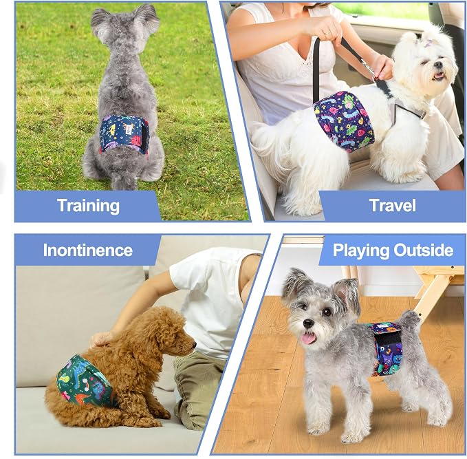 Dog Diapers Male, Belly Bands for Male Dogs, High Absorbing Extra Small Male Dog Wraps for Doggie & Puppy in Incontinence or Excitable Urination and Training(L)