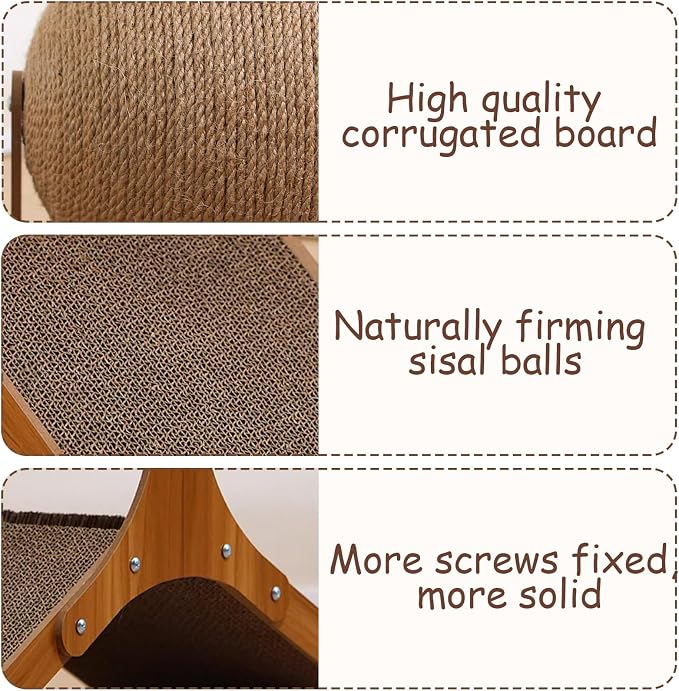 Rabbit Scratching Toys, Sisal Bunny Scratcher Ball and Scratch Cardboard Pad, Pet Enrichment Interactive Toy for Indoor Bunnies Ferrets Chinchillas Small Animals Boredom Breaker