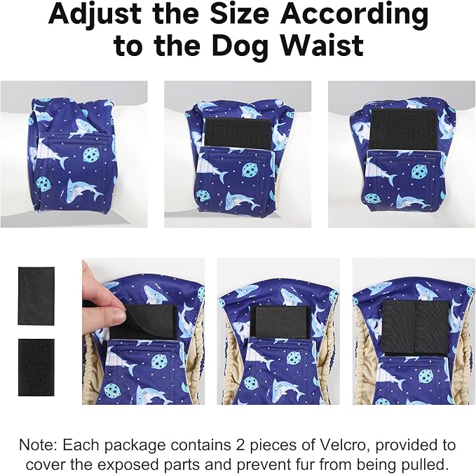 5 Pack Dog Diapers Male Reusable, Premium Belly Bands for Male Dogs, High Absorbing Male Dog Pee Wraps for Doggie in Incontinence or Excitable Urination and Training, Dino M