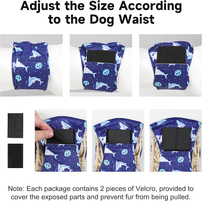 5 Pack Dog Diapers Male Reusable, Premium Belly Bands for Male Dogs, High Absorbing Male Dog Pee Wraps for Doggie in Incontinence or Excitable Urination and Training, Dino XS