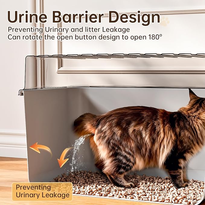 Oneluck Large Cat Litter Box with Lid and Sifting Mat, 24 Inch High Sided Enclosed Cat Litterbox for Indoor Cats, Translucent Hooded Design for Easy Cleaning, Extra Thick Plastic