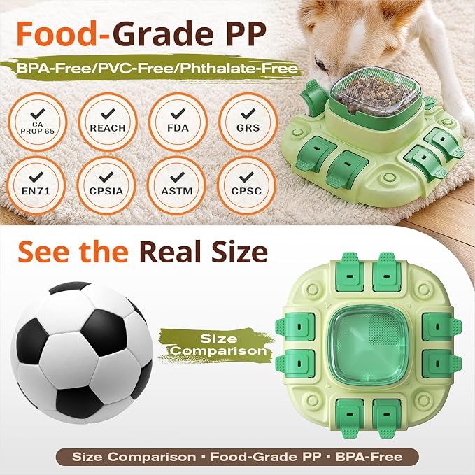 KADTC Dog Puzzle Toy, 2 Levels of Challenge, Push-to-Release Treat Dispenser, Slow Feeder & Mental Stimulation Enrichment Toy for Small Medium Large Dogs