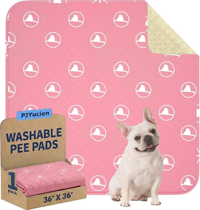PJYuCien Non-Slip 36"x36" Pet Playpen Mat with 3-Layer Comfort, Reusable and Washable Training Crate Pad, Travel Mat and Sofa Protector for Puppies, Dogs, Cats, Rabbits, and Small Animals, Pink