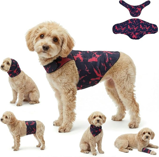 DAJIDALI® Dog & Cat Anxiety Vest & Spay Recovery Suit – Silent Adjustable Calming Wrap for Surgery & Thunderstorms – 2-Piece Cone & Recovery Onesie Alternative