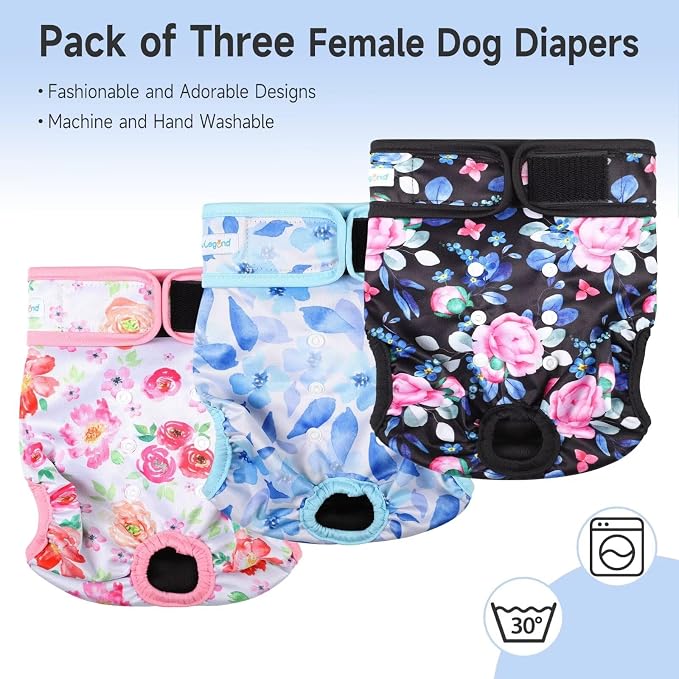 Paw Legend Washable Reusable Female Dog Period Diapers for Heat Doggie Puppy Diapers for Female Dogs (3 Pack, X-Large)