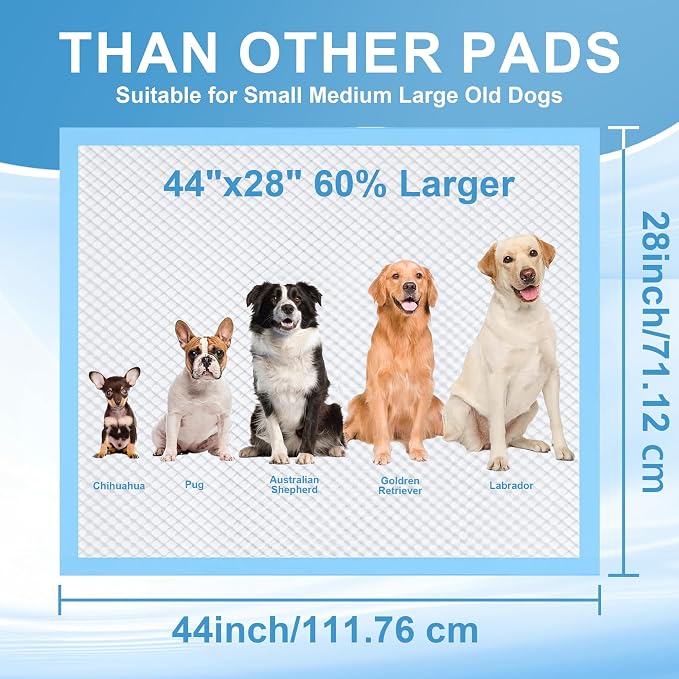 Puppy Pee Pads for Dogs 28"x44" 100 Count, Dog Pee Pads Extra Large, Leak-Proof & Super Absorbent, Thicken Disposable Potty Pads Puppy Training Pads for Cats Rabbits