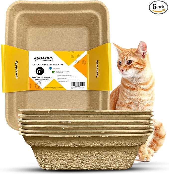 Disposable Litter Boxes (Brown, Large 6-Pack)