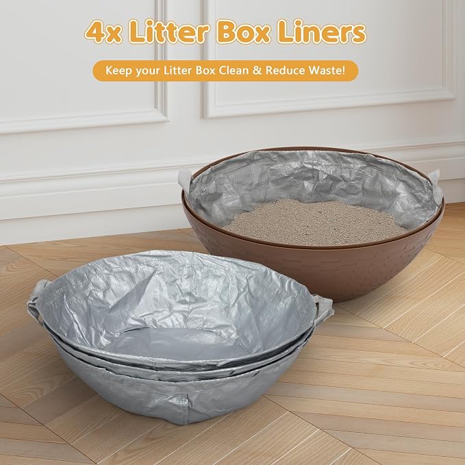 Eggloa6 Plant Litter Box Large Cat Hidden Litter Box with 4X Litter Box Liners, Cat Litter Mat, Artificial Plant Litter Box Enclosure Furniture Large DIY Litter Box Furniture for Cat Kitty Bunny
