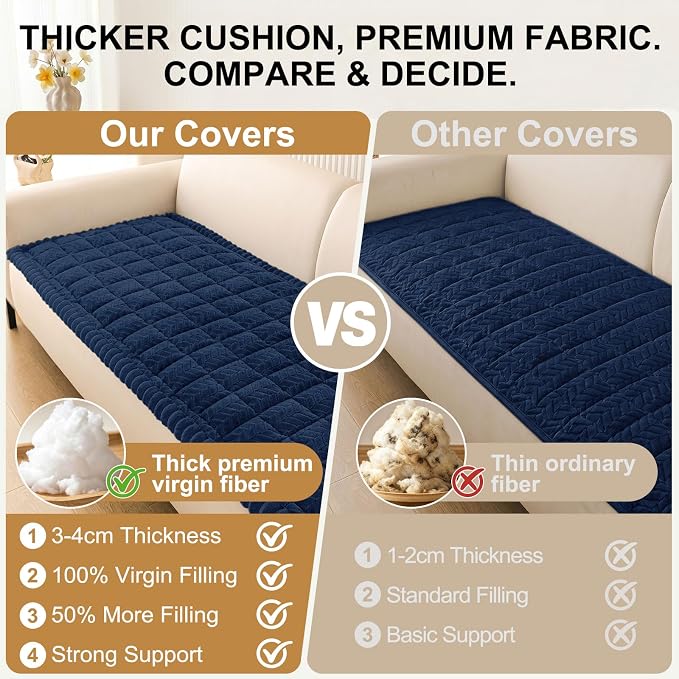 Smiry Couch Cover for Dogs, Non Slip Fuzzy Pet Sofa Covers Washable for 3 Cushion Couch, Soft Thick Furniture Protector for Cats Dogs, Against Fur, Dirt, Scratch Resistant (Navy, 27.6"x70.9")