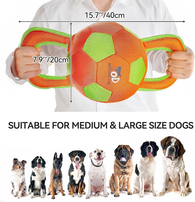 ALL FOR PAWS Ballistic Handle Ball Dog Toy with Squeaker, Interactive Handle Tug of War Ball Toy for Small Medium Large Dogs (Receive one of the Three Colors)