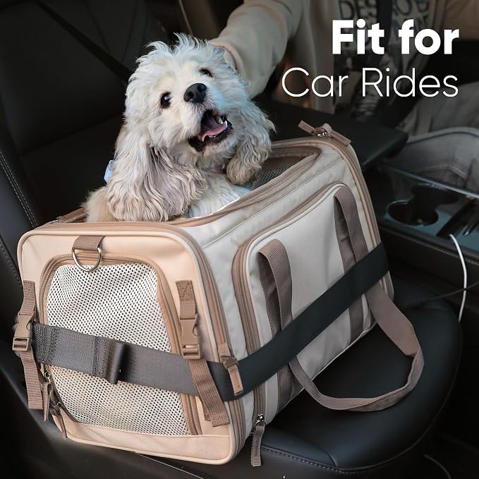 FUKUMARU Expandable Pet Carrier for Cat, 18x11x11 Large Cat Carrier Soft, Collapsible Airline Approved Dog Carrier, Ventilate Cat Travel Carrier with Durable Mesh, Escape-Proof Small Dog Carrier, Pink