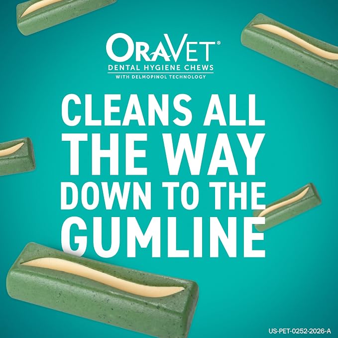 ORAVET Dental Chews for Dogs, Oral Care and Hygiene Chews (Medium Dogs, 25-50 lbs.) Purple Pouch, 14 Count