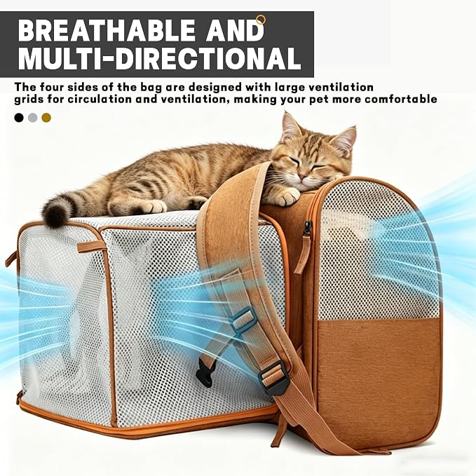 Pet Carrier Backpack, Expandable & Collapsible, Breathable Mesh Design, Portable Travel Bag for Large/Medium/Small Dogs, Cats & Puppies