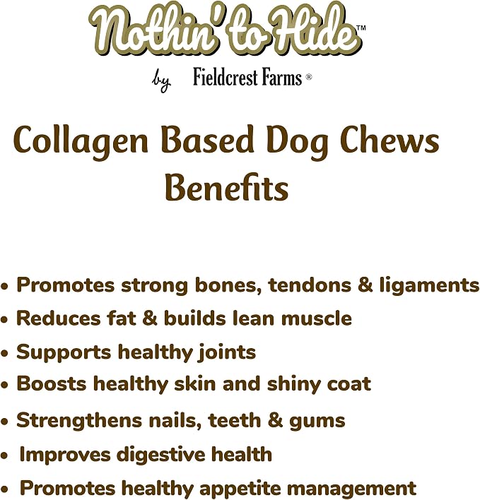 Fieldcrest Farms Nothin to Hide Flip Chips Dog Chews - Natural Rawhide Alternative Treats for Dogs, Collagen Based Snack for Moderate Chewers Up to 35lbs, Beef Flavor