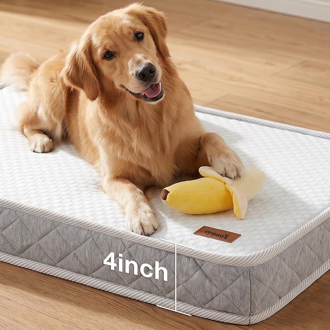 ZOMISIA Breathable Orthopedic Dog Bed for XL Dog, Reversible Warm & Cooling Dog Bed Mattress for All Season, 4" Thick Honeycomb Supportive Pet Bed with Detachable Non-Slip Bottom, Waterproof Cover