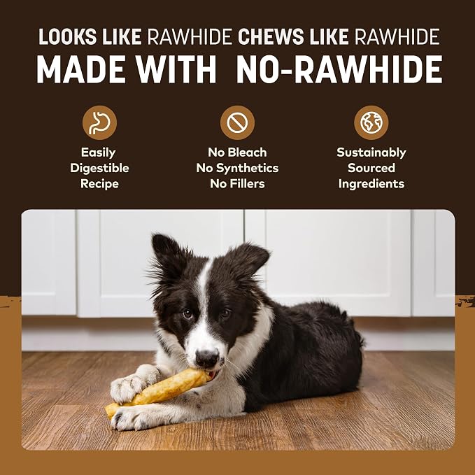 Earth Animal No Hide Chews - Long Lasting Rawhide Free Medium Dog Chews Rolls, Venison - 3 Count Value Pack