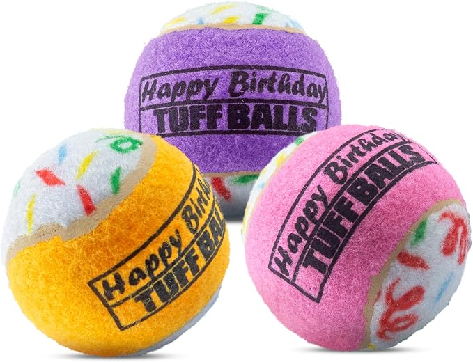PetSport Jr. Happy Birthday Tuff Balls (1.8" Happy Birthday Tuff Balls Jr 4PK)
