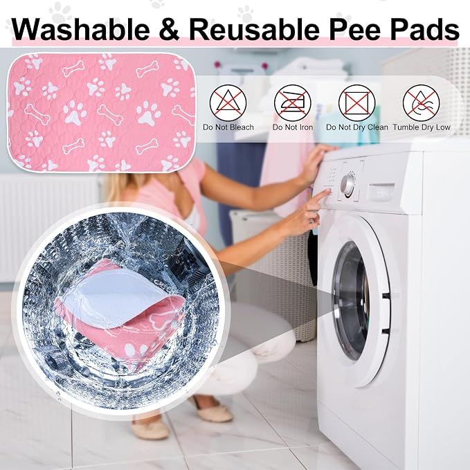 BEAUTYZOO 6 Pack Washable Pee Pads for Dogs, Reusable Puppy Pads for Potty Training, Waterproof Super Absorbent Whelping Pads Mats Non Slip Against Urine for Small Medium Dogs Cats, 16" x 24"