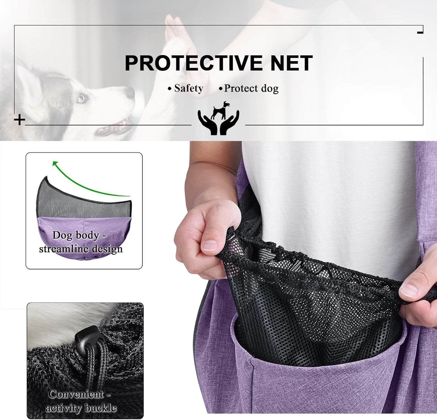 TOMKAS Medium Padded Shoulder Strap Dog Cat Carrier Sling (Purple for 8-15 lbs)