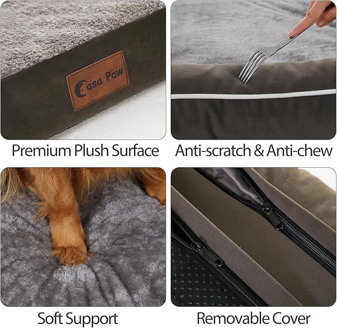 Orthopedic Dog Beds for Large Medium Sized Dogs, Waterproof Egg Crate Foam Large Dog Couch Beds with Comfy Bolster 36x27Inch, Washable Pet Beds with Removable Cover, Dark Green