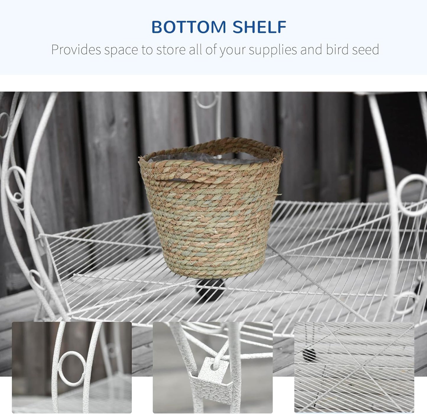 PawHut 44" Hexagon Covered Canopy Portable Aviary Flight Bird Cage With Storage