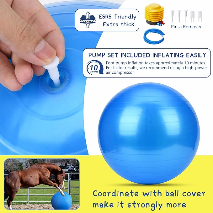 Herding Ball for Dogs and Horses, 18" Jolly Ball for Dogs, Dog Herding Balls for Australian Shepherd Collie,Herding Ball Durable Bite-Resistant with Reinforced Stitching, Medium Dog Toys Gifts - Blue