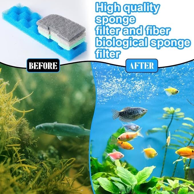 Threlaco 40 Pcs Replacement Filter Media Kit Compatible with Fluval 406/407, Aquarium Filters Set Including 4 Biological Foams, 36 Ammonia/Phosphate/Nitrite Remover