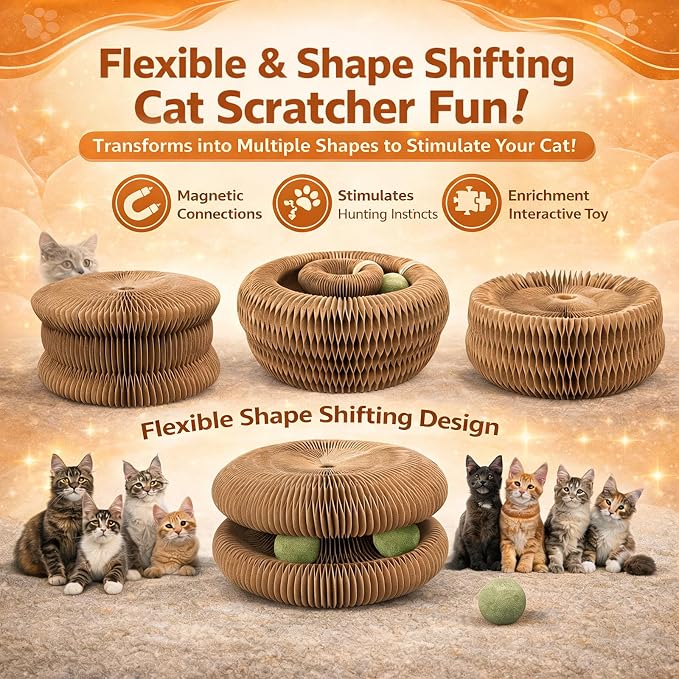 Cat Toy, Cat Scratchers for Indoor Cats, Magic Organ Foldable Cardboard Cat Scratcher, Cat Toy Interactive Relieve Boredom and Exercise