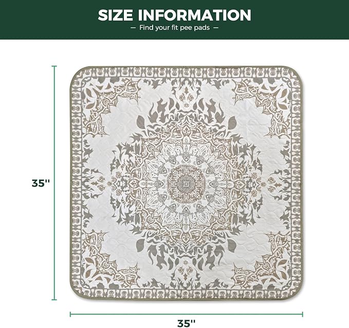 FXW Washable Pee Pads for Dogs, Puppy Pads with Super Absorbent, Specifically Designed for Potty Training, 35" Square, Boho, 2 Packs